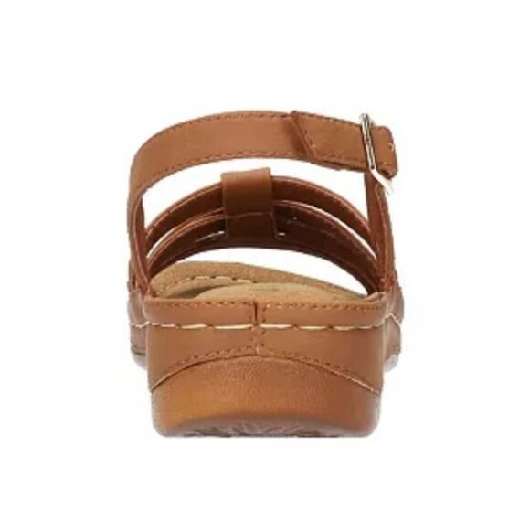 Easy Street KEHLANI Low Wedge Heel Comfort SlingBack Sandals Tan Size 6 - Picture 5 of 8